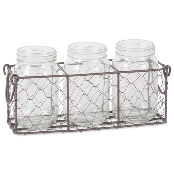 Design Imports Rustic Bronze Chicken Wire Flatware Caddy With Clear Jars Z02014
